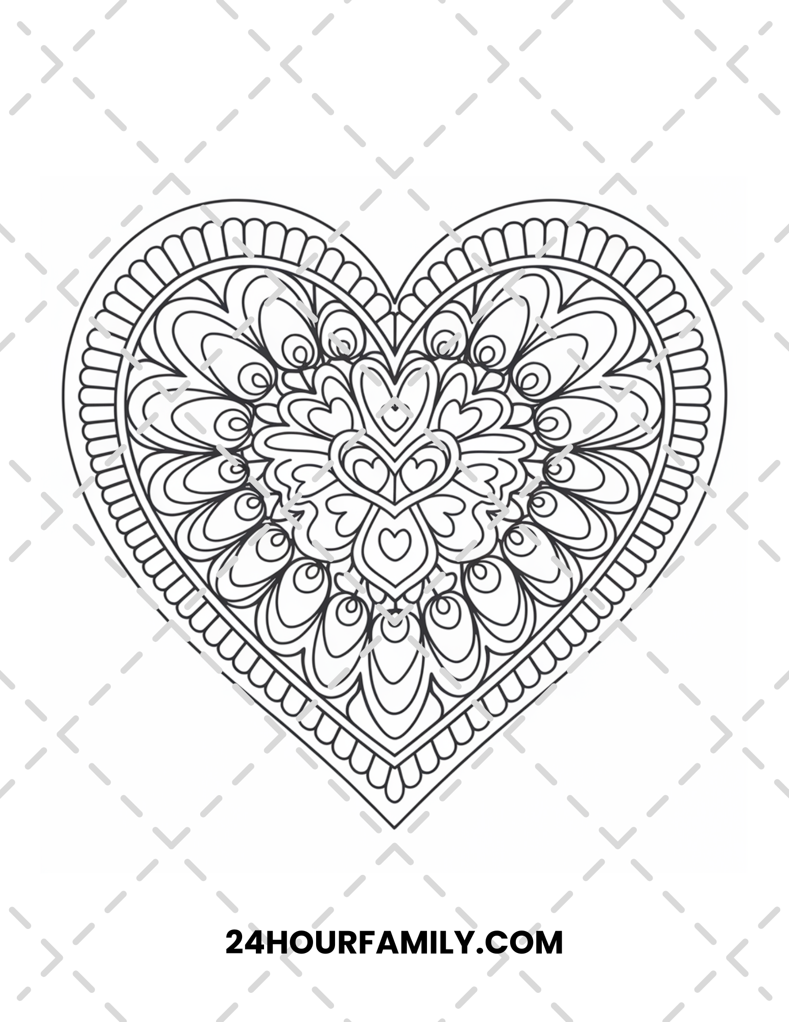 bold heart mandala coloring pages