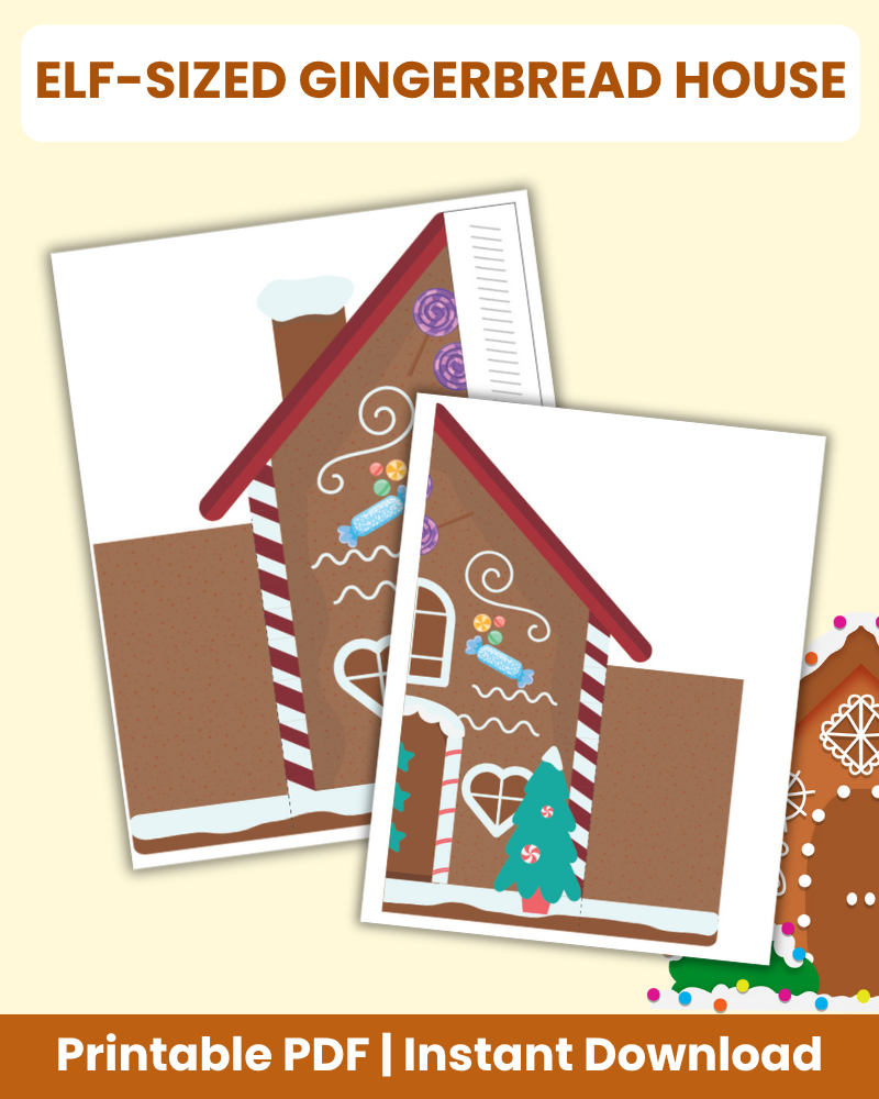 Elf-Sized Gingerbread House Template Printable