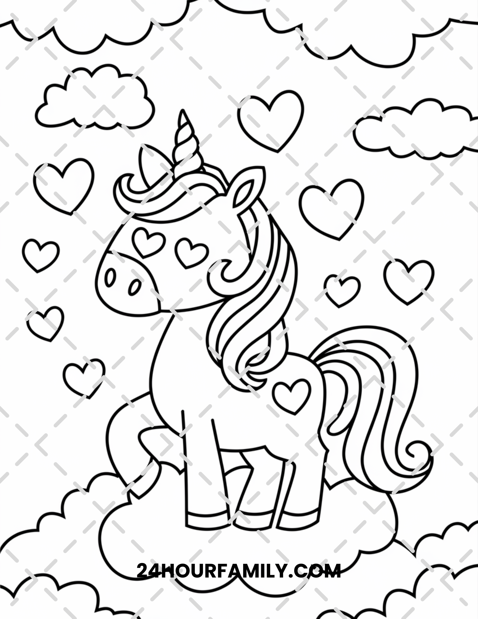 unicorn valentine coloring pages