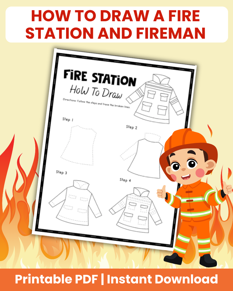 how to draw a fire station and fireman