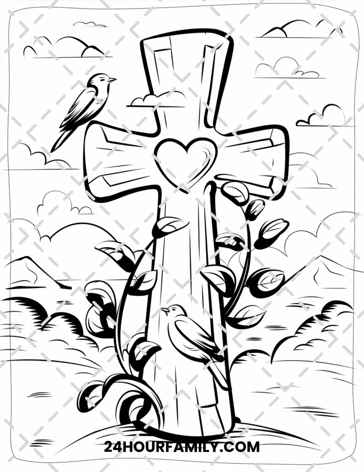 easter cross coloring pages