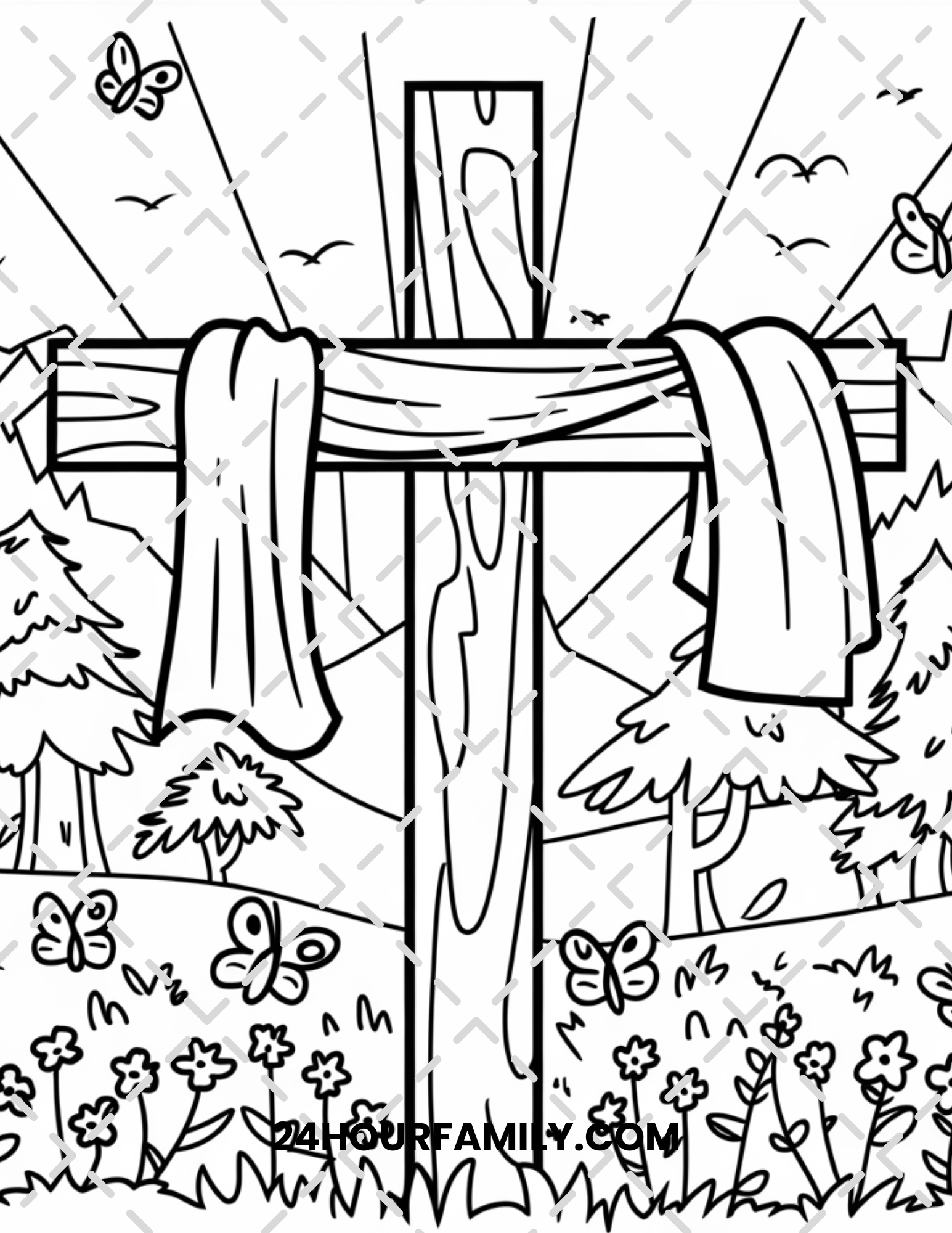 easter cross coloring pages