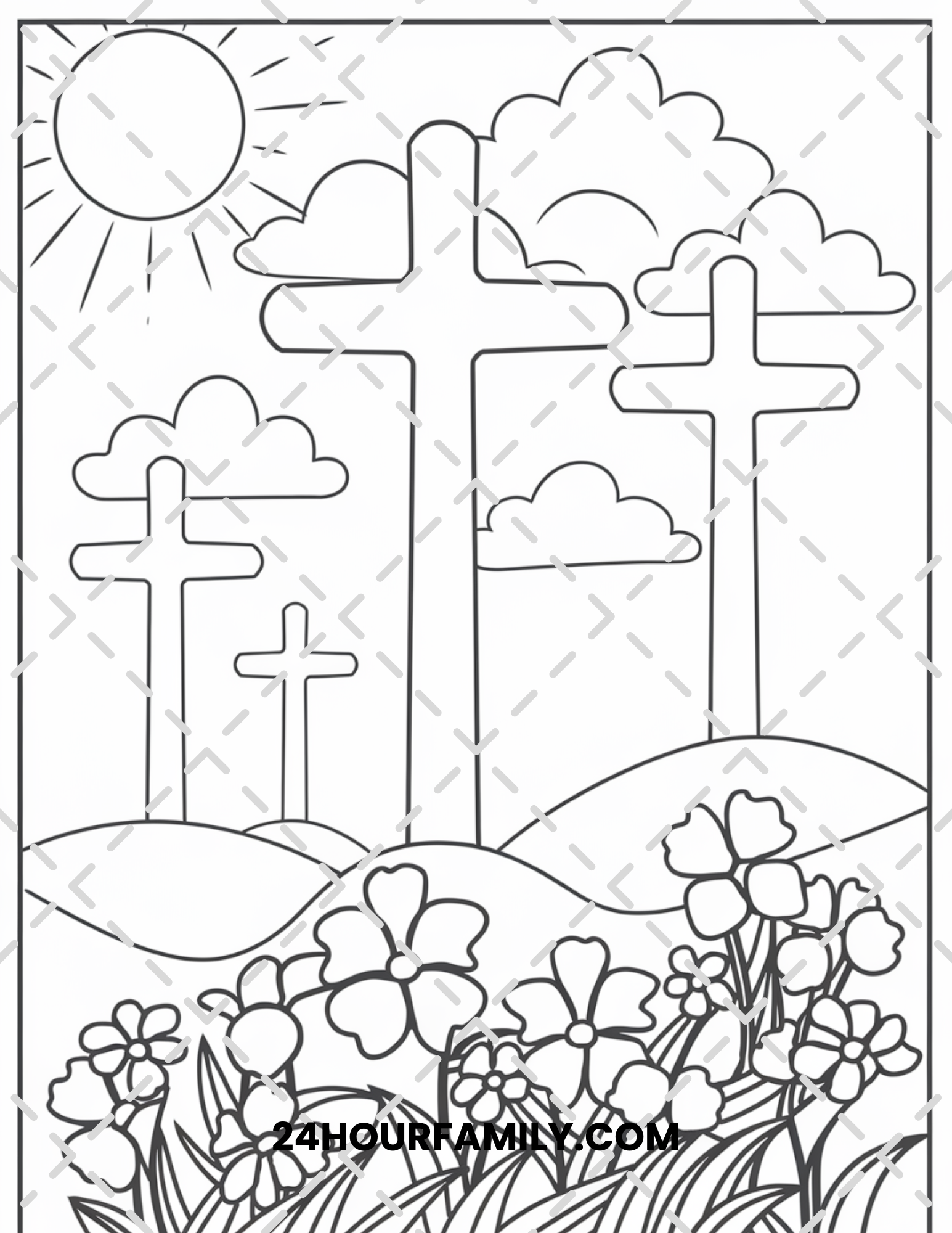 easter cross coloring pages