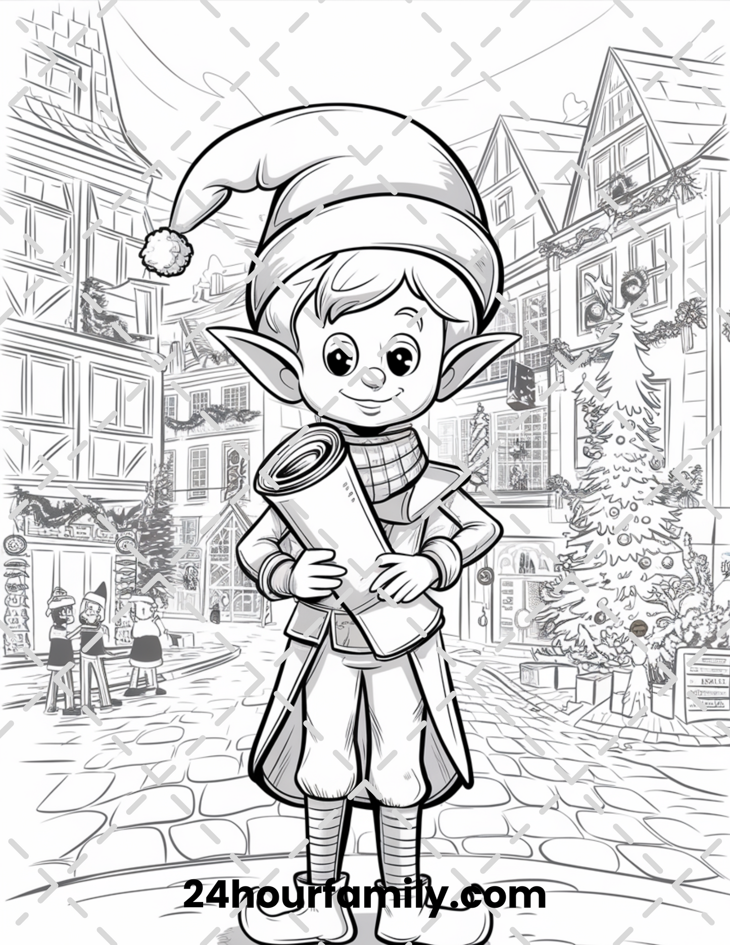 festive elf coloring pages