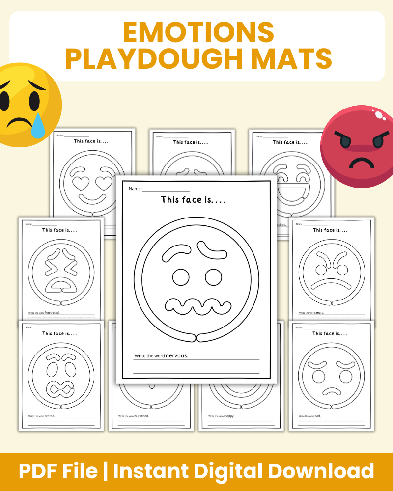 Emotions Mat Rug Emotions Playdough Mats Printable - 20 Pages – 24hourprintables.com