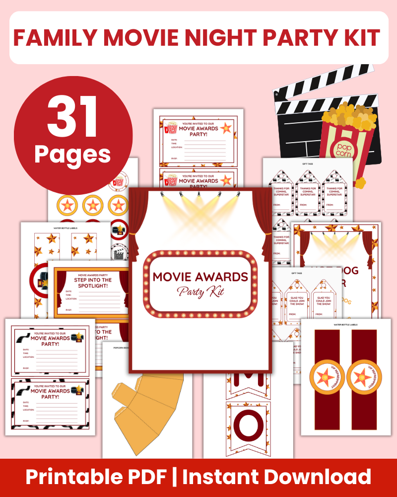 family movie night party kit printable