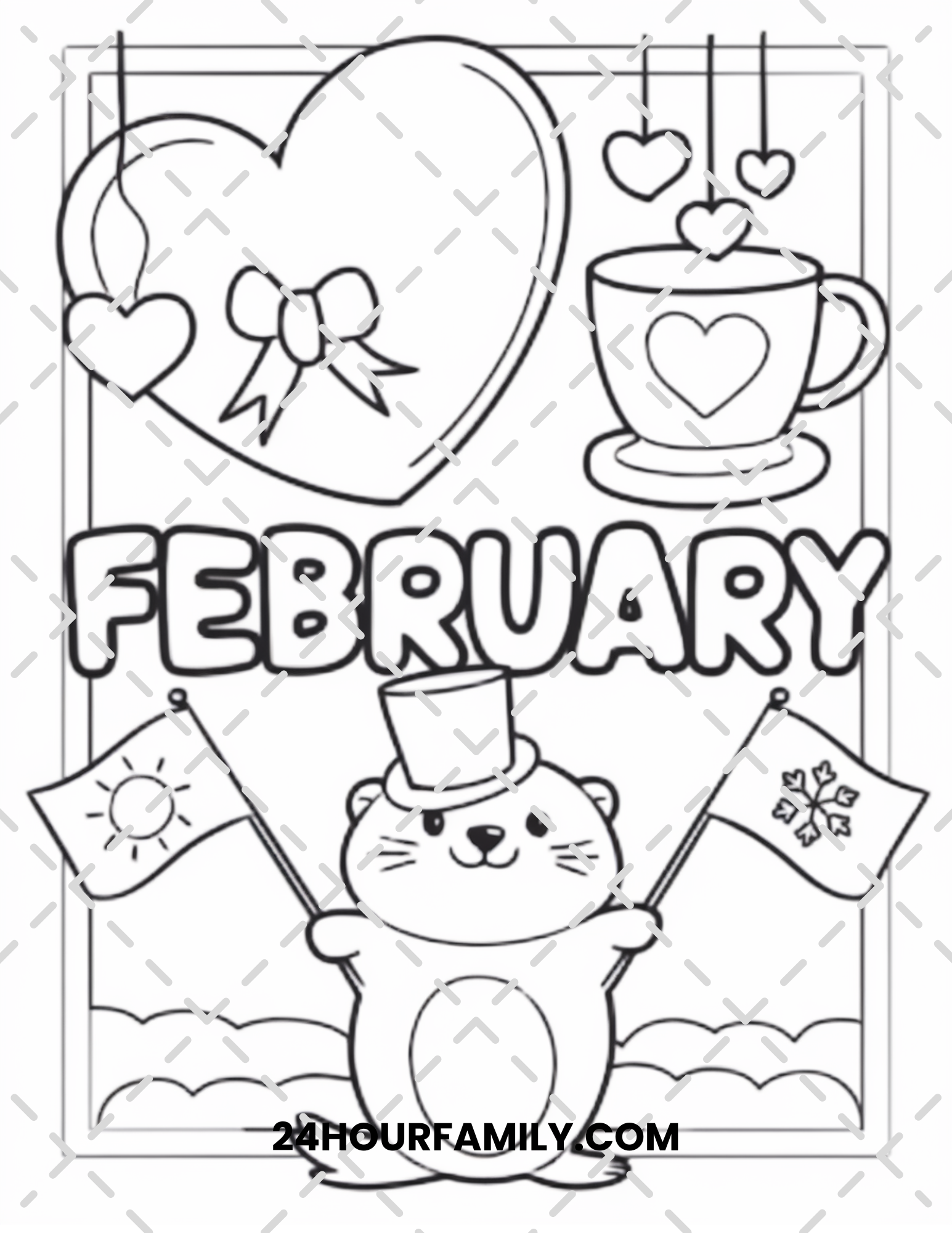 February Coloring Pages - 30 Pages – 24hourprintables.com