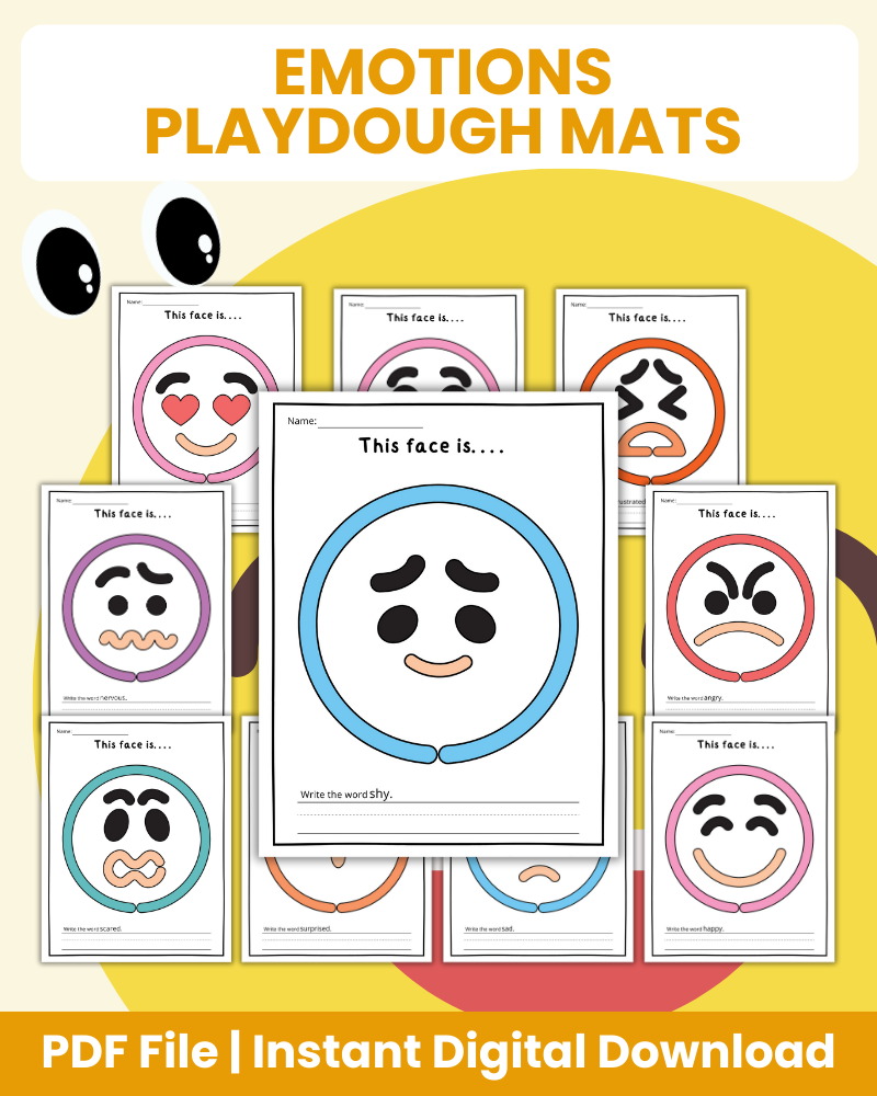 Emotions Mat Rug Emotions Playdough Mats Printable - 20 Pages – 24hourprintables.com
