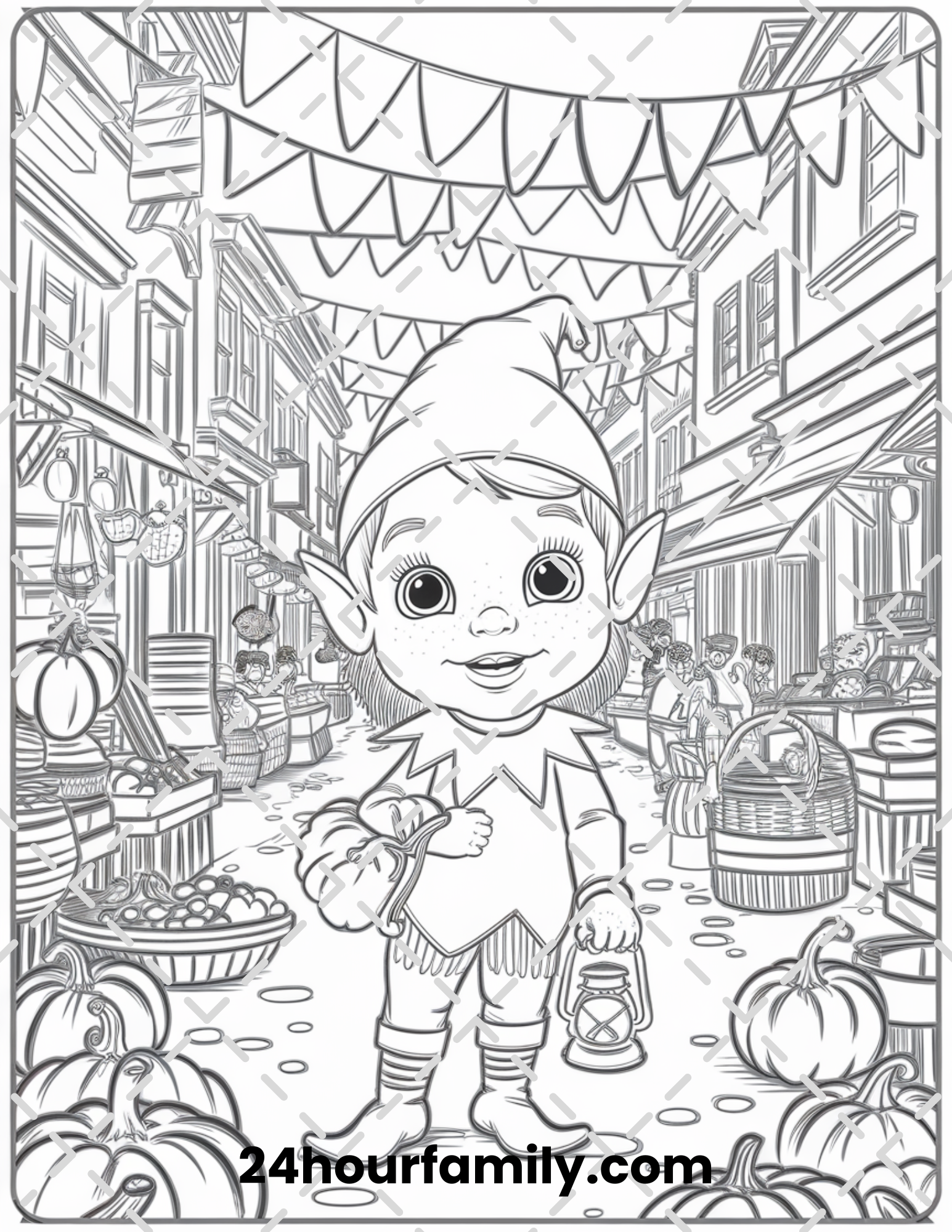 festive elf yuletide coloring pages