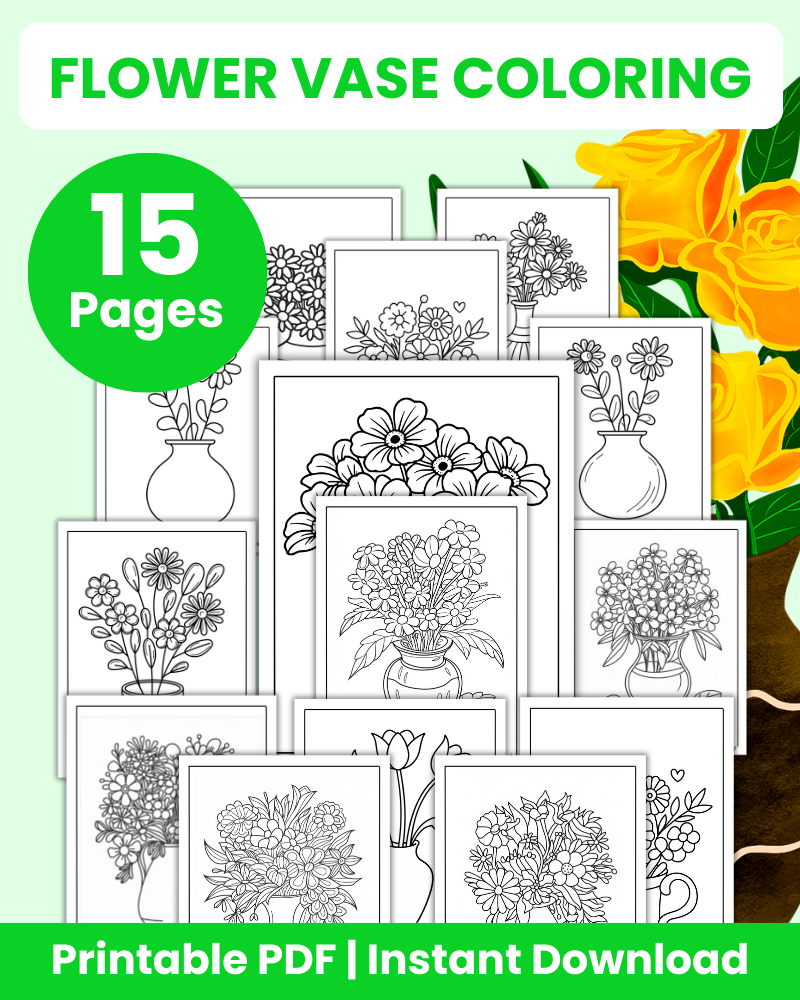 flower vase coloring pages
