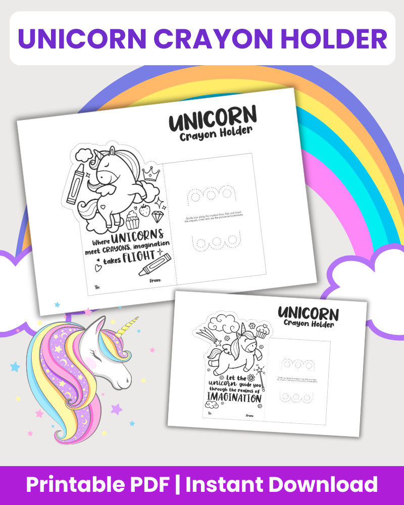 unicorn crayon holder printable crafts