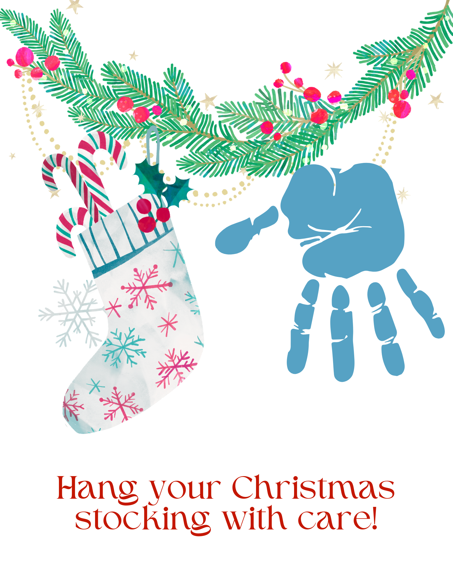 garland christmas handprint art printable