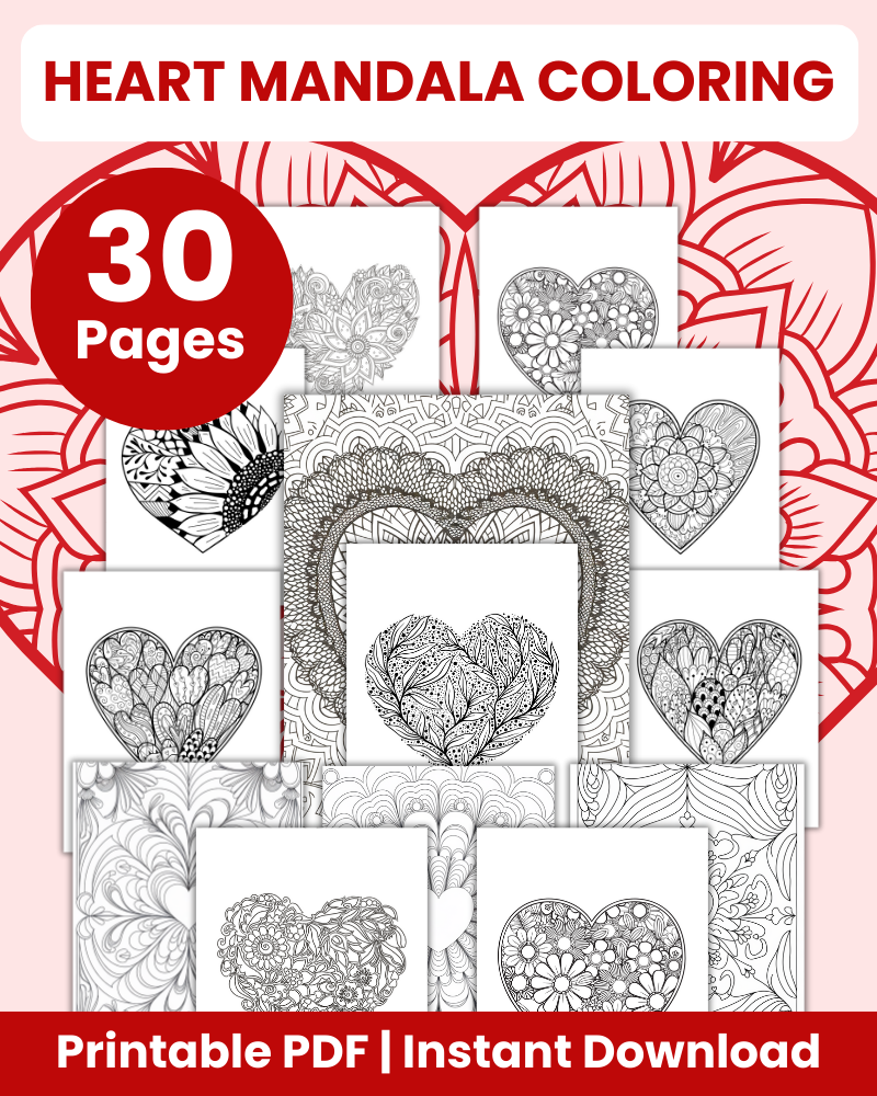 heart mandala coloring pages