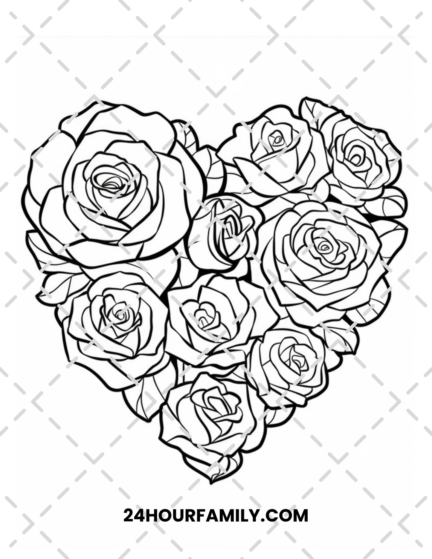 rose and heart coloring pages