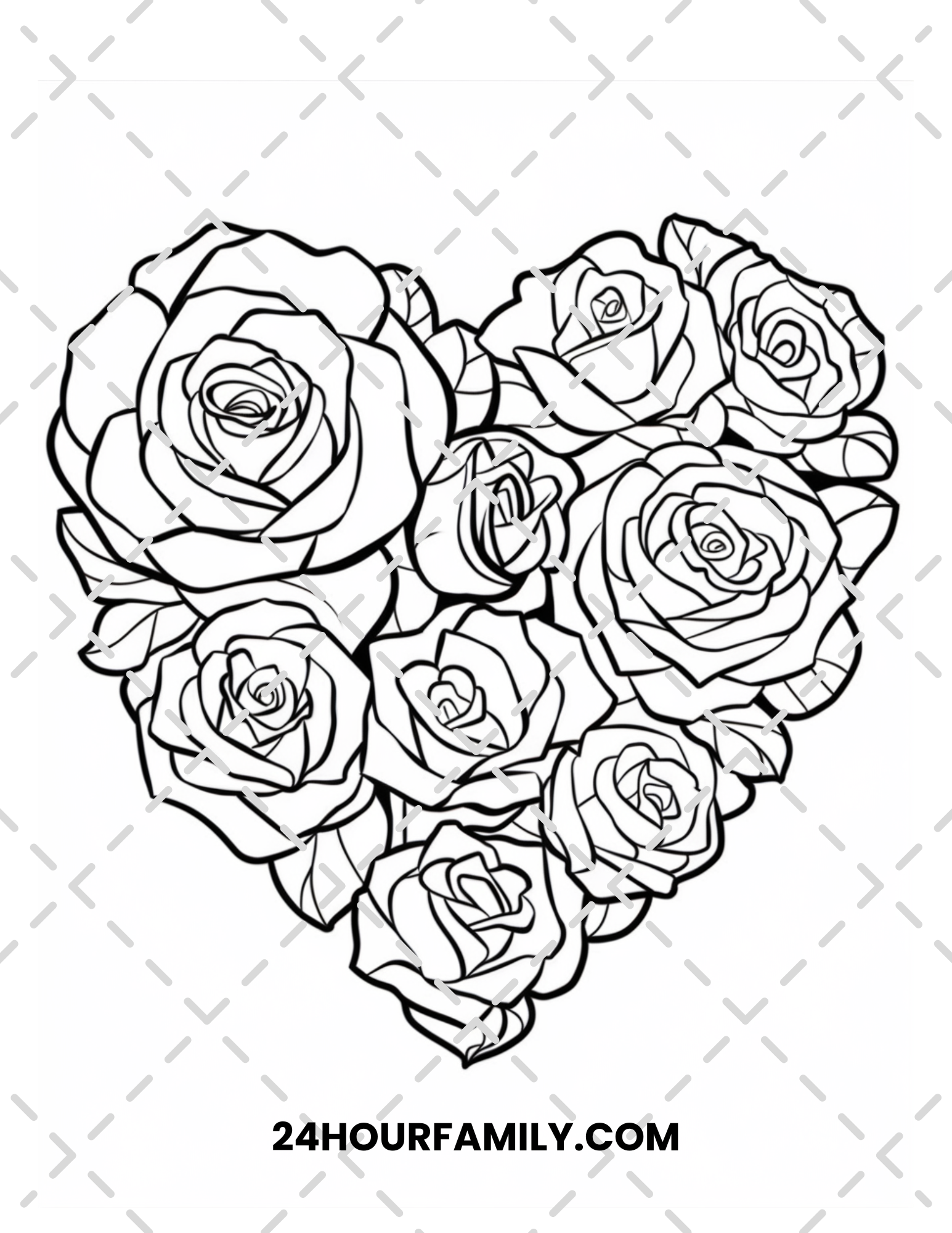 rose and heart coloring pages