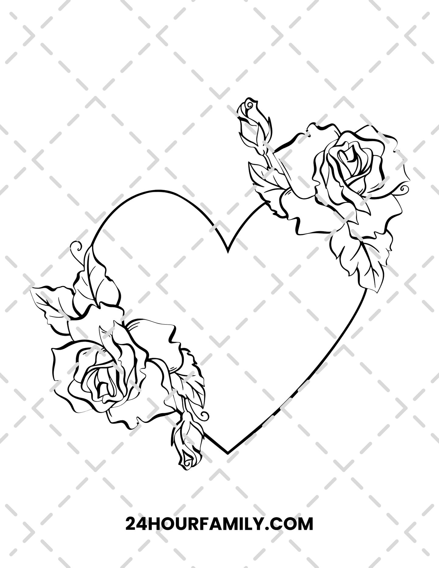 rose and heart coloring pages