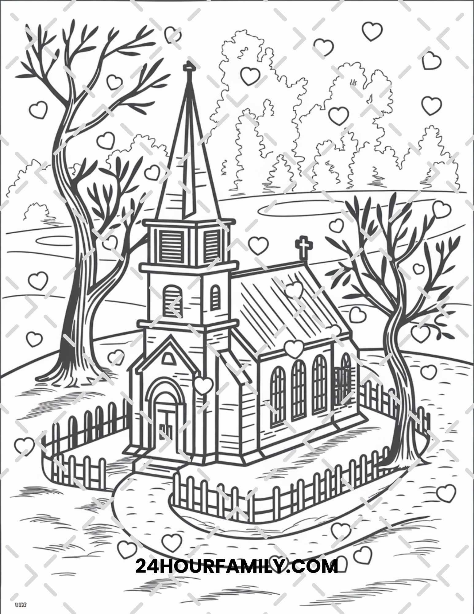church valentine's coloring pages