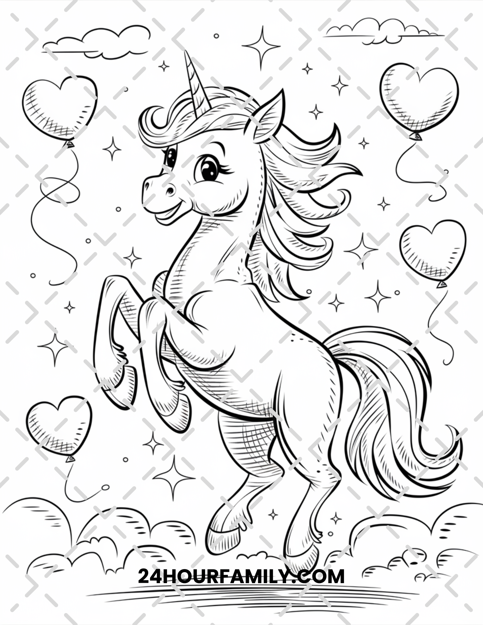 unicorn valentine coloring pages