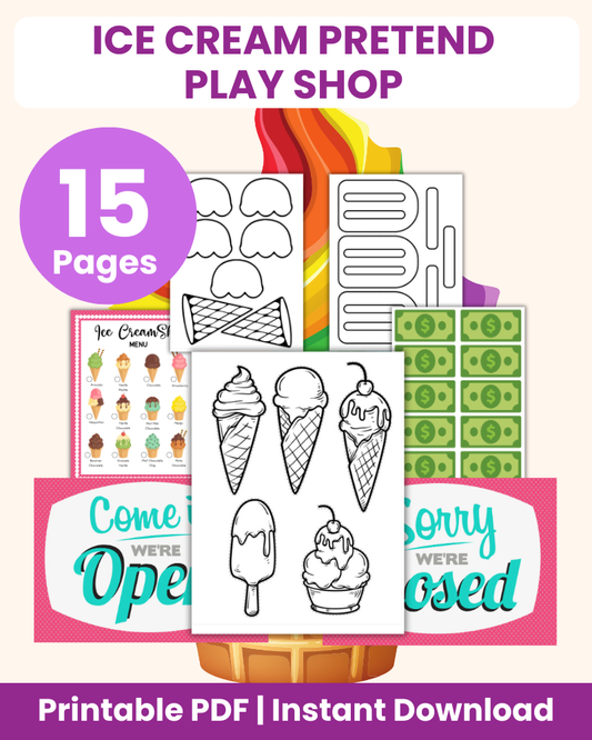 ice cream pretend play shop printable