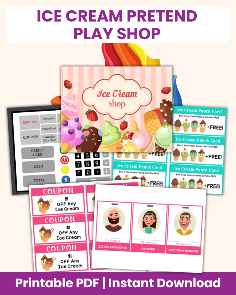 ice cream pretend play shop printable