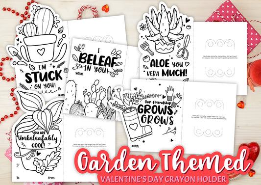 Garden-Themed Valentine's Day Crayon Holder Cards