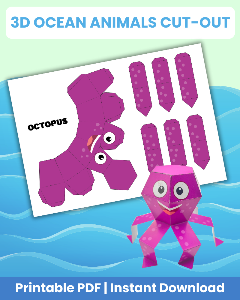 3d ocean animals cut out printable