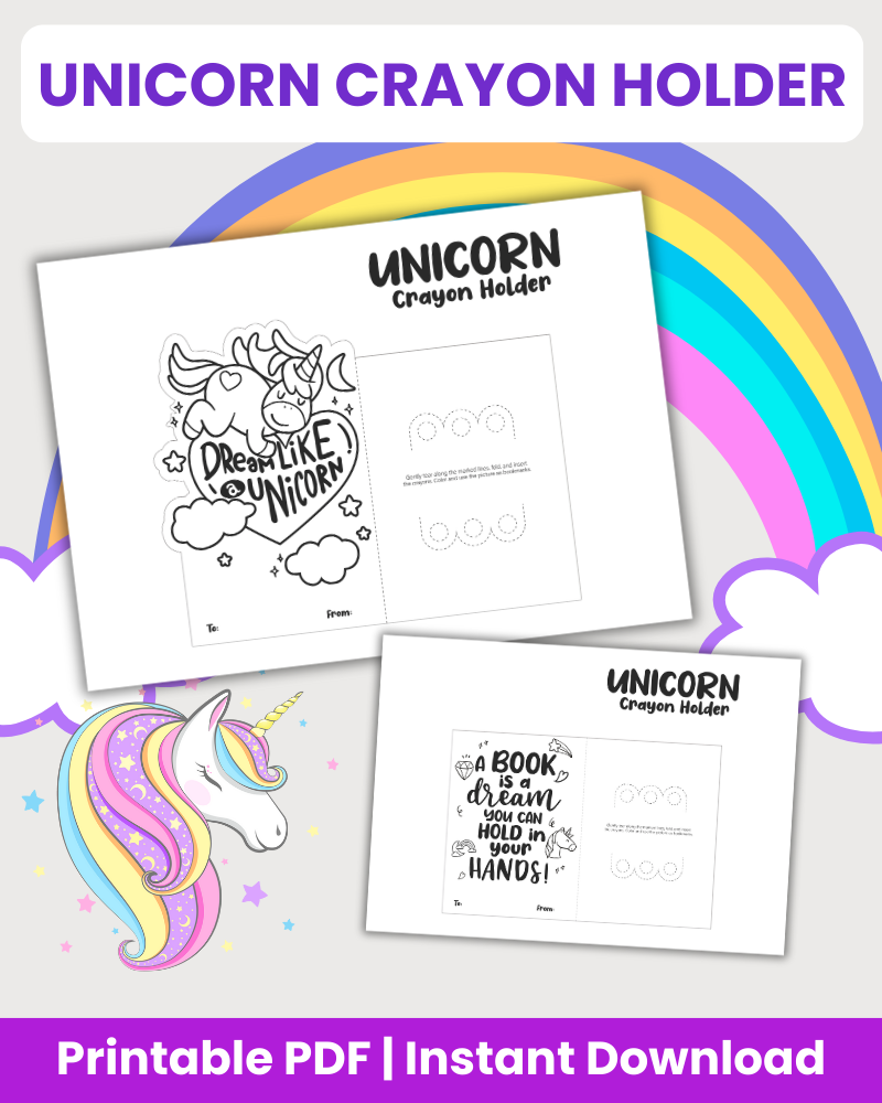 unicorn crayon holder printable crafts