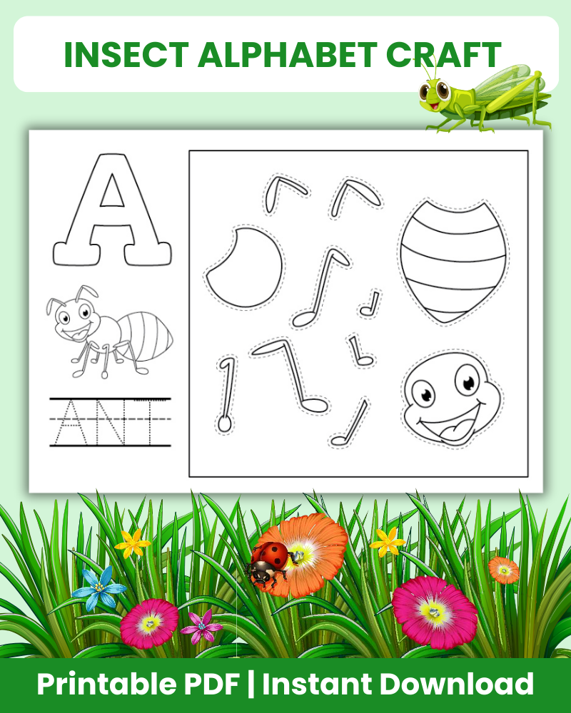 Insect Alphabet Printable - 26 Pages – 24hourprintables.com