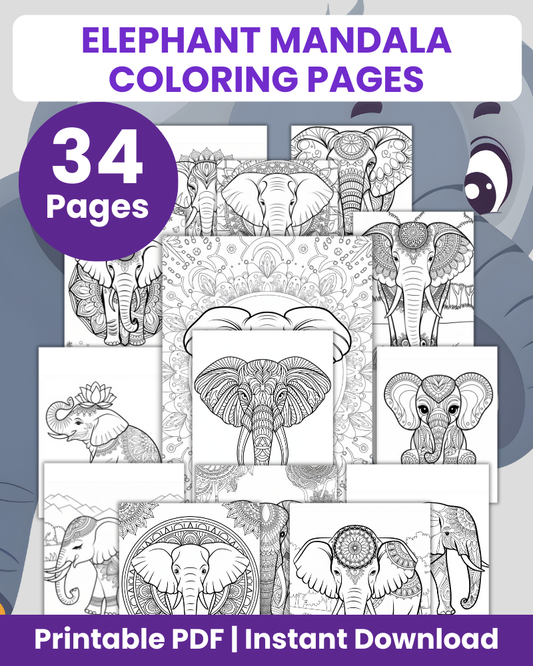 elephant mandala coloring pages