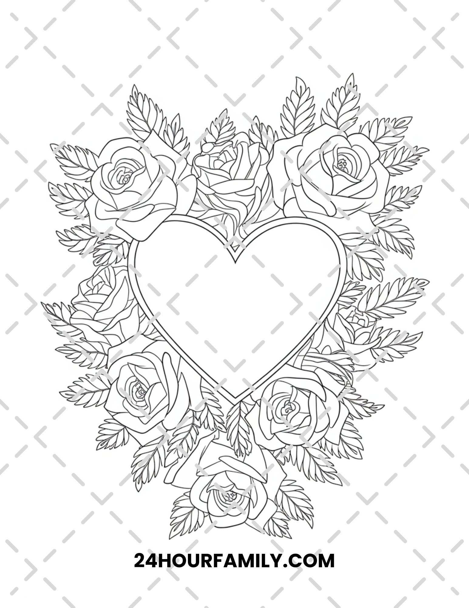 rose and heart coloring pages