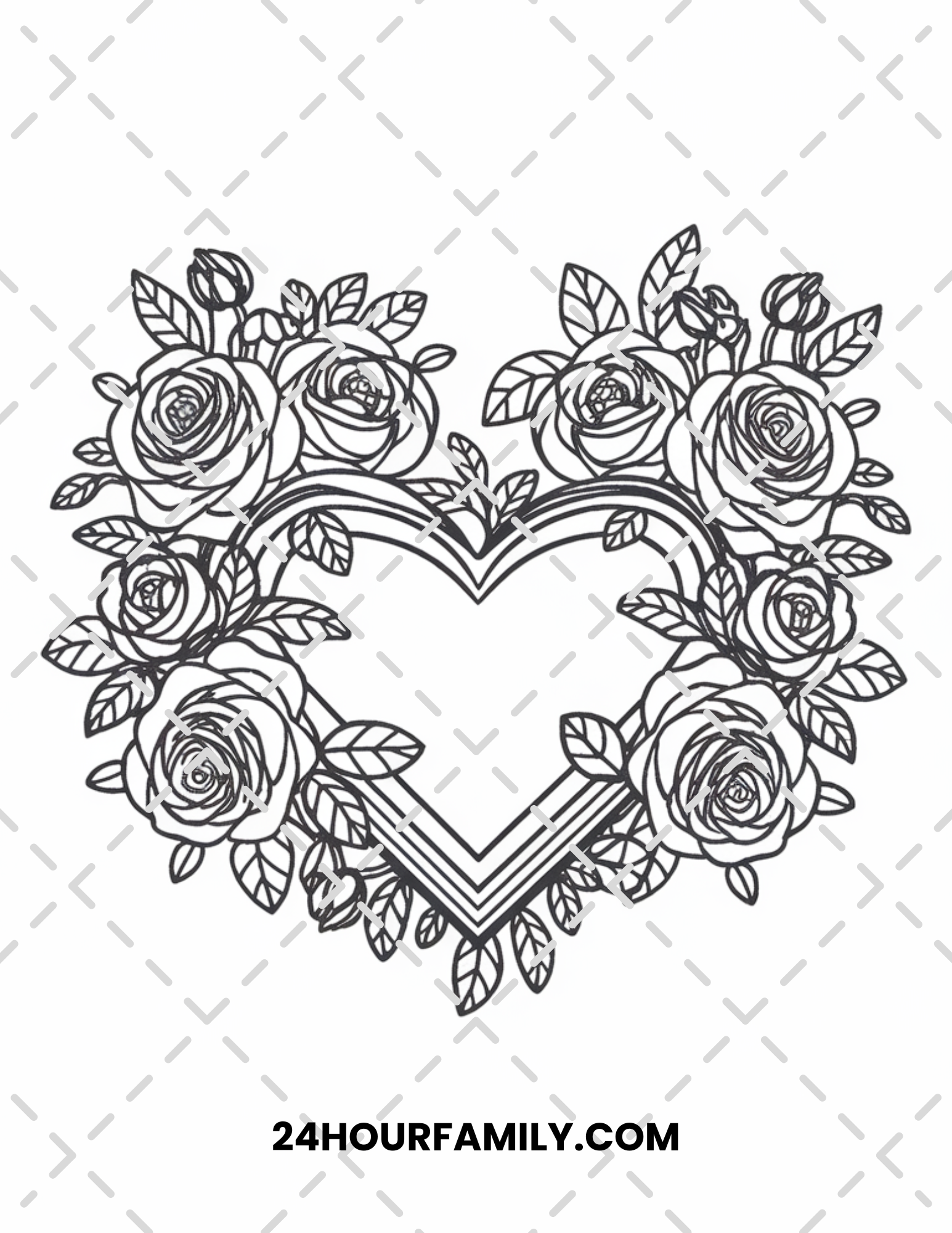 rose and heart coloring pages