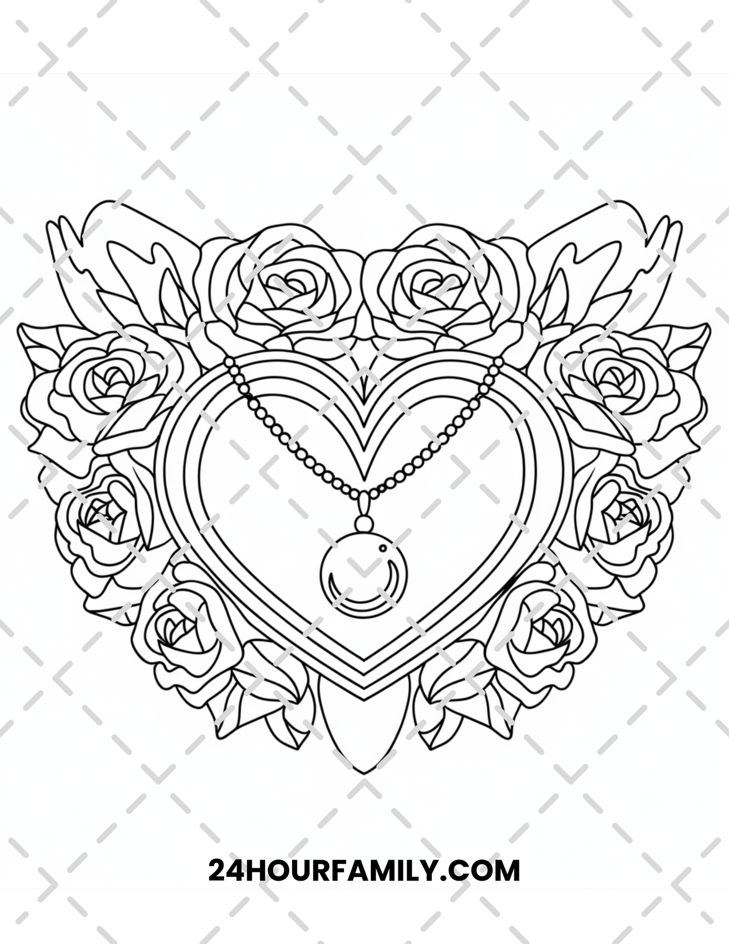 rose and heart coloring pages