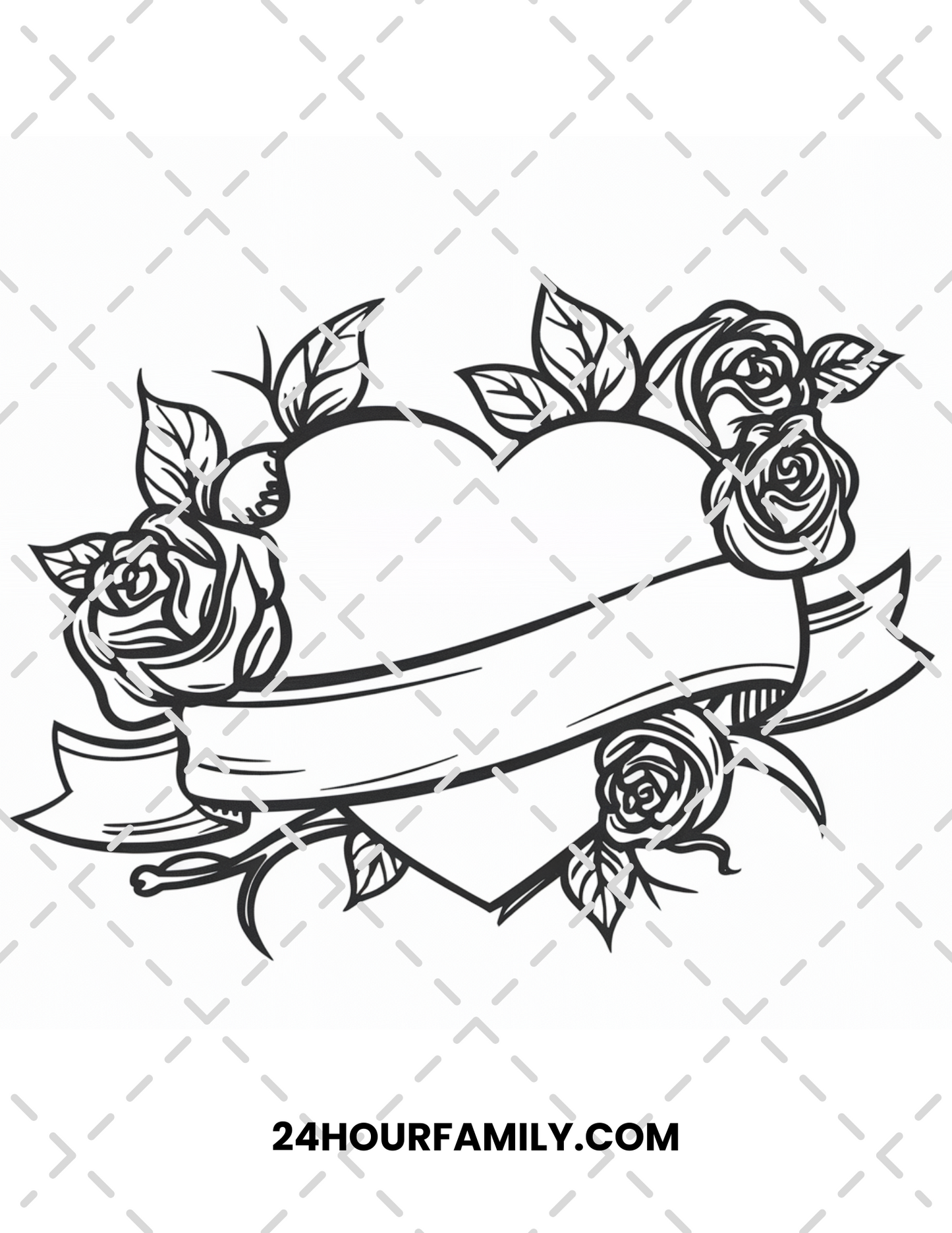 rose and heart coloring pages