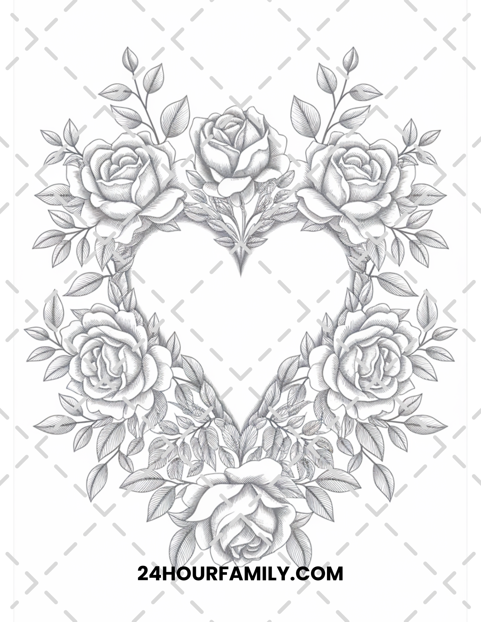 rose and heart printable art