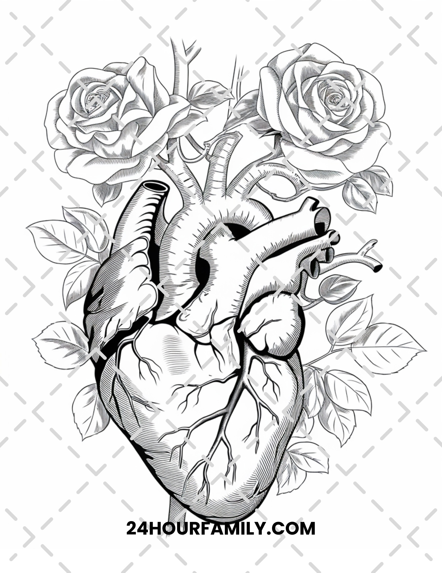 rose and heart coloring pages