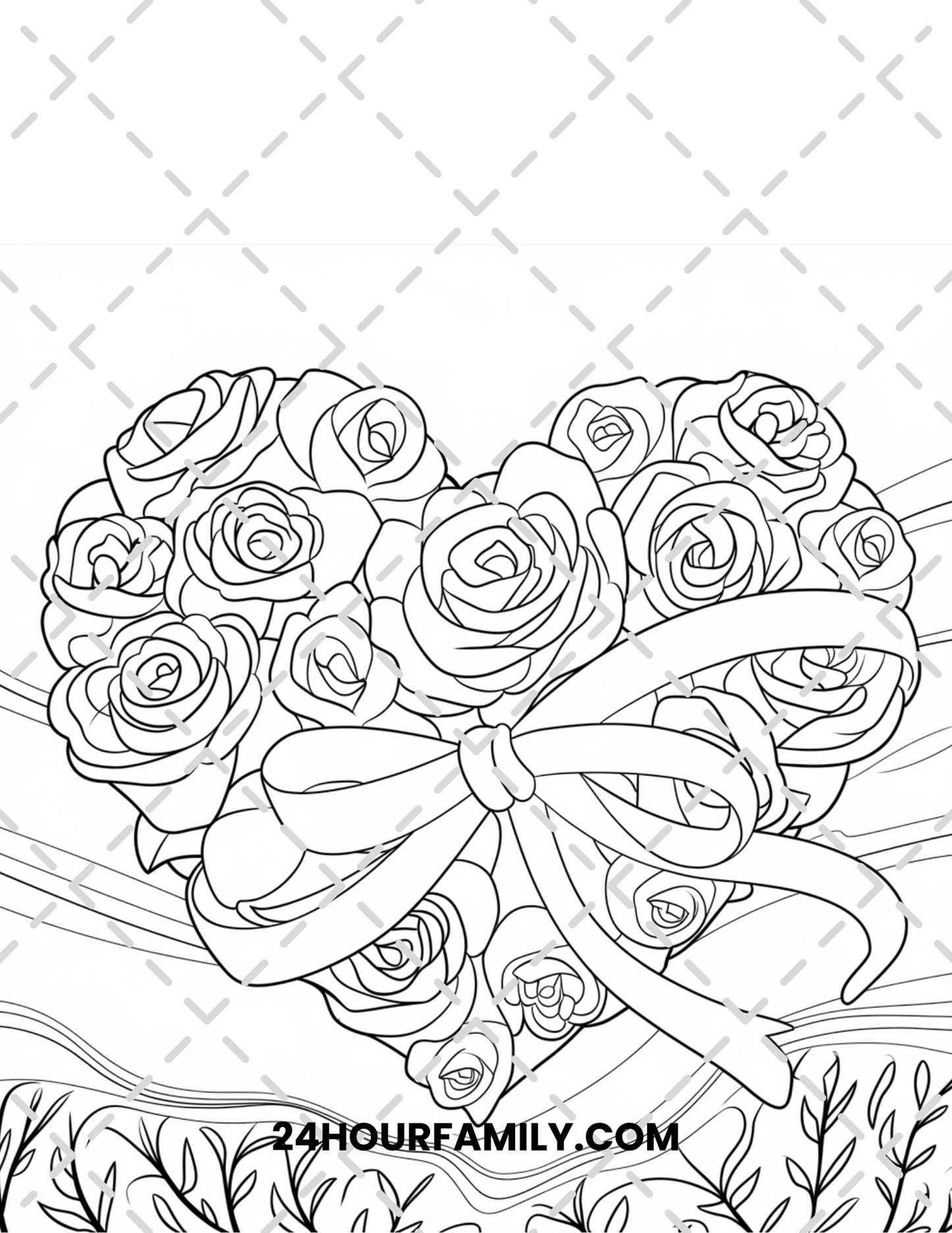 rose and heart coloring pages