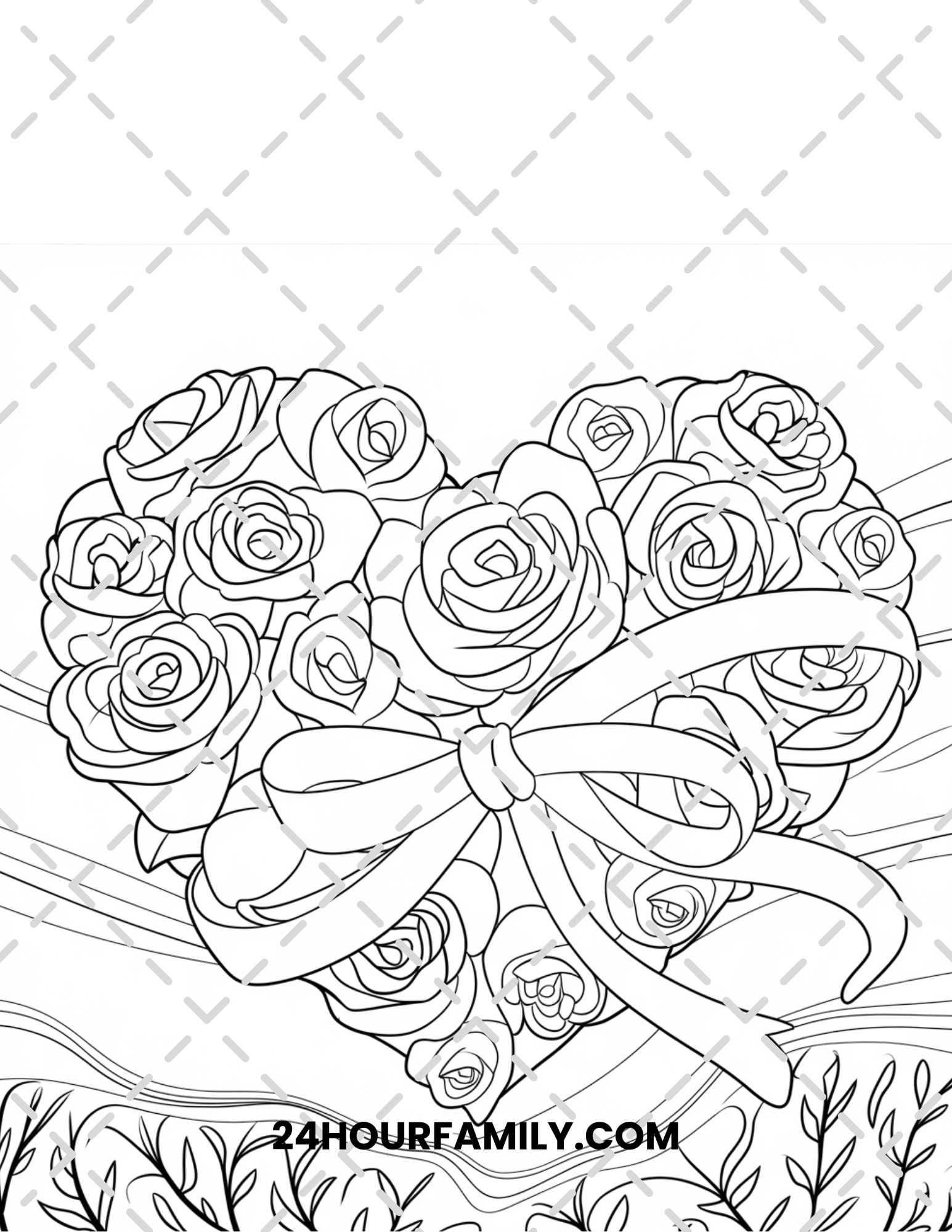 rose and heart coloring pages