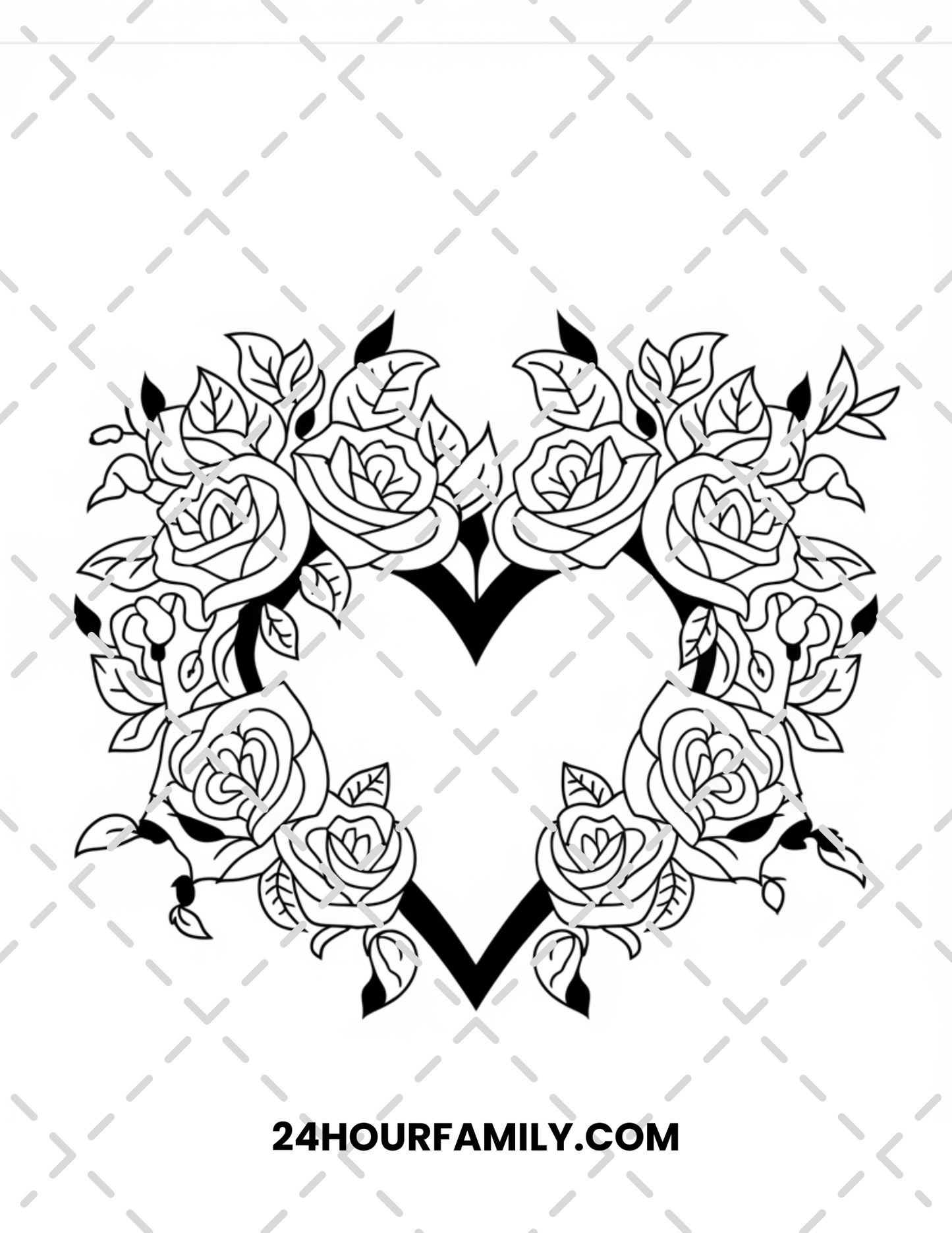 rose and heart coloring pages
