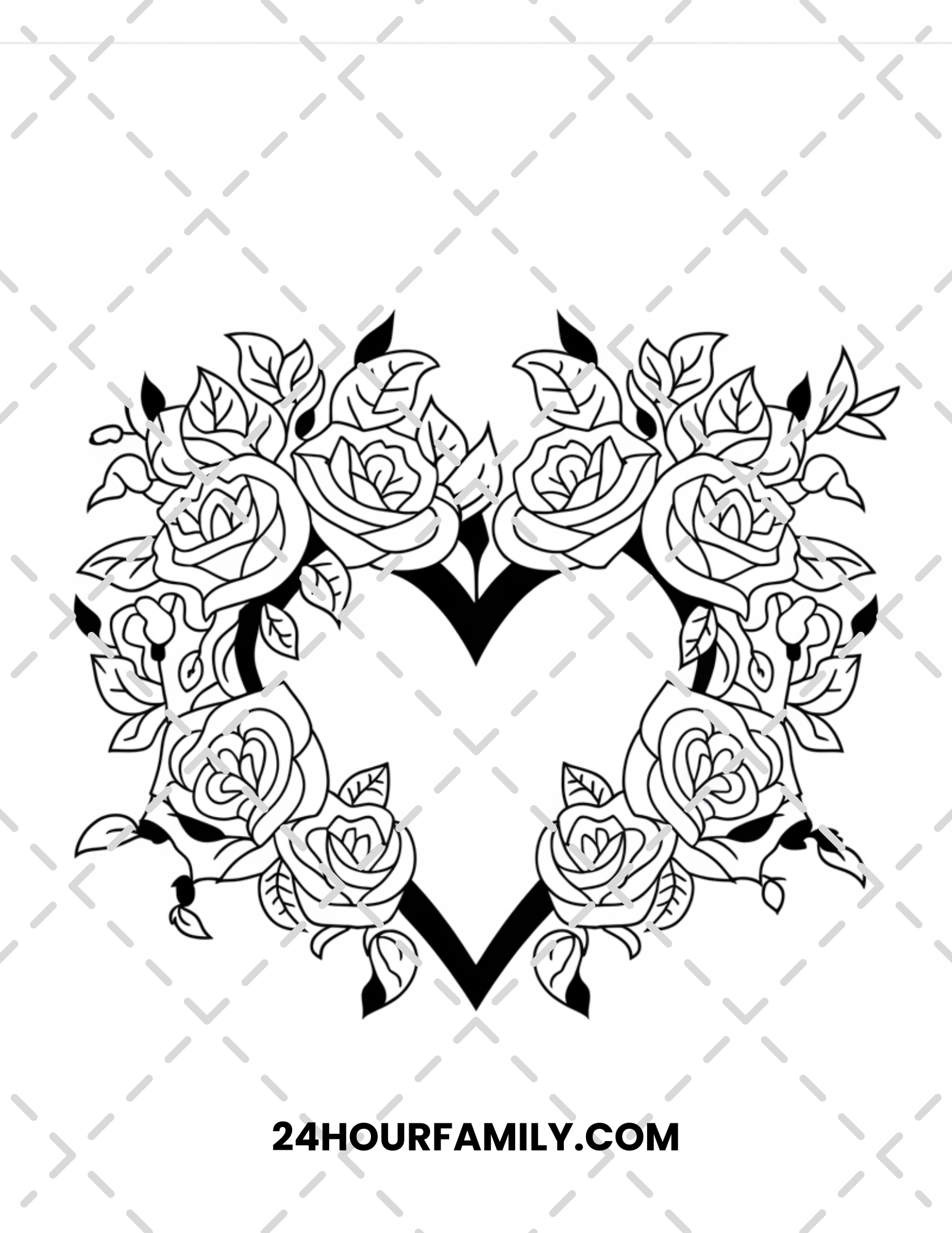 rose and heart coloring pages