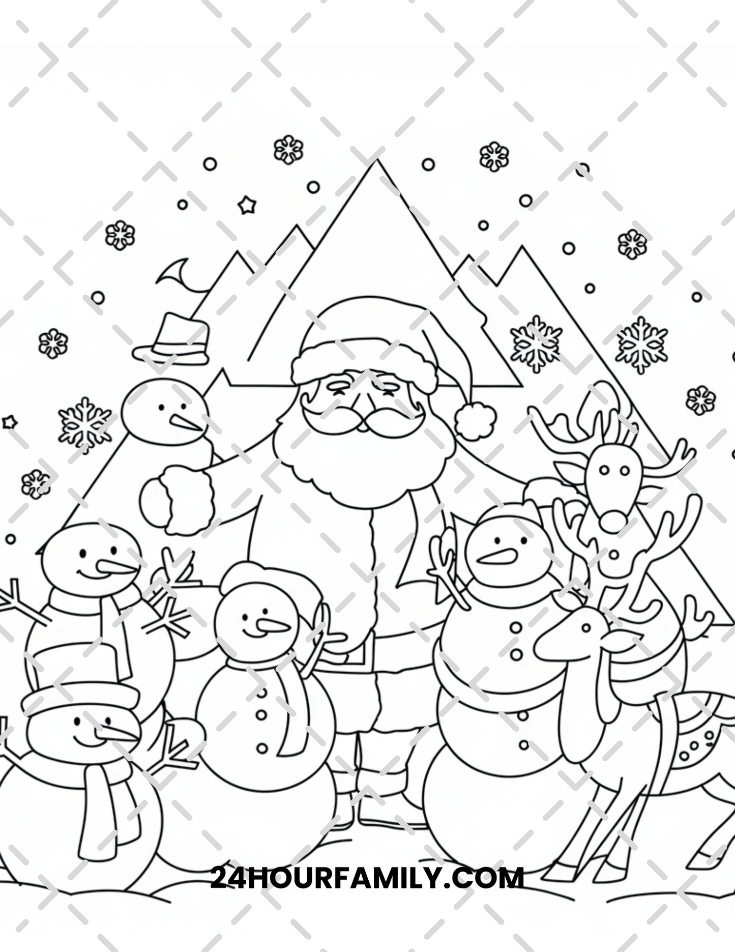 santa and reindeer coloring pages