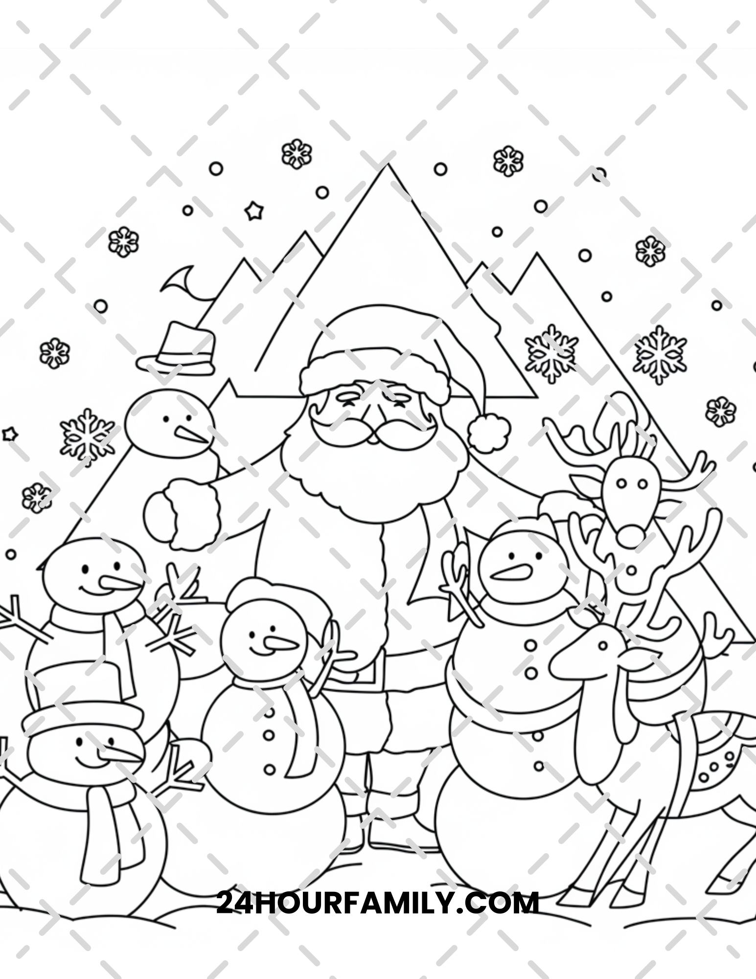 santa and reindeer coloring pages