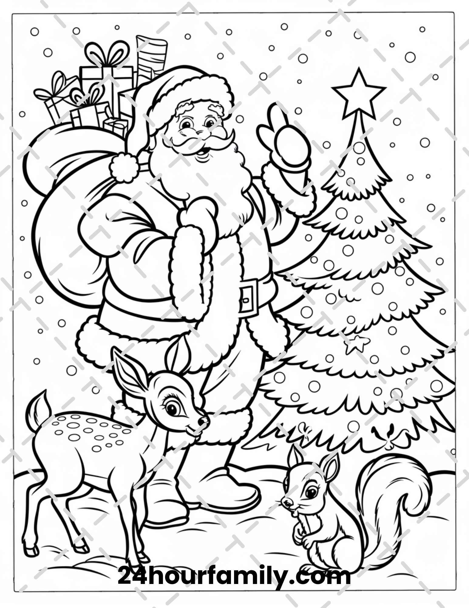 Santa Colrings Santa Coloring Pages with 19 Pages – 24hourprintables.com