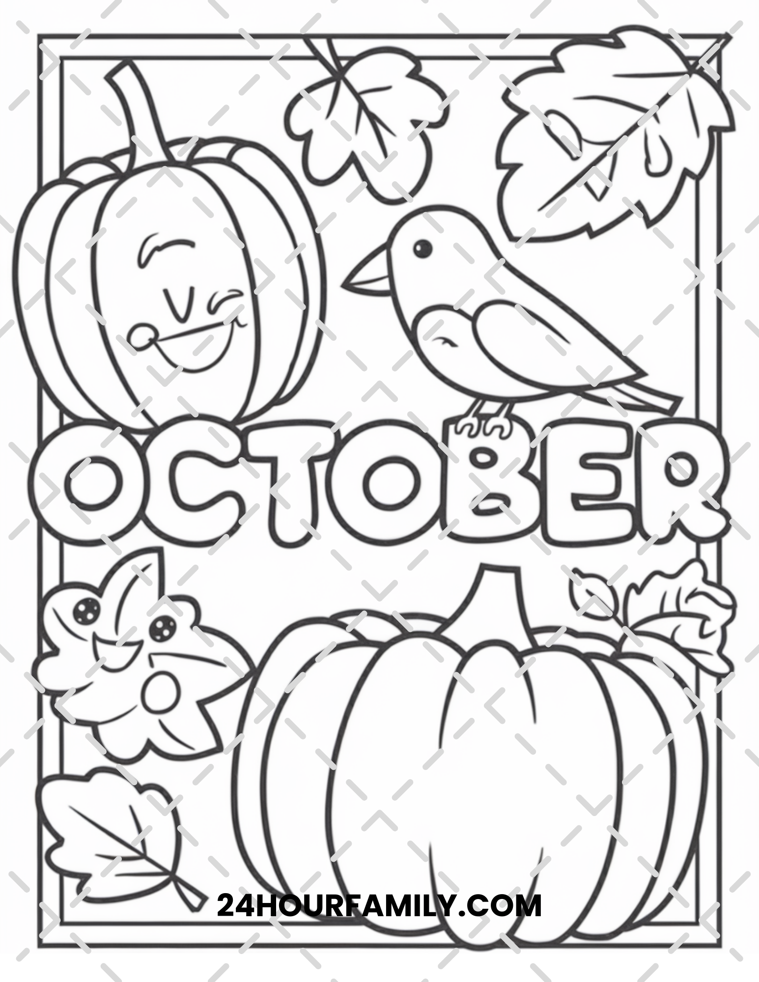Simple Coloring Pages October