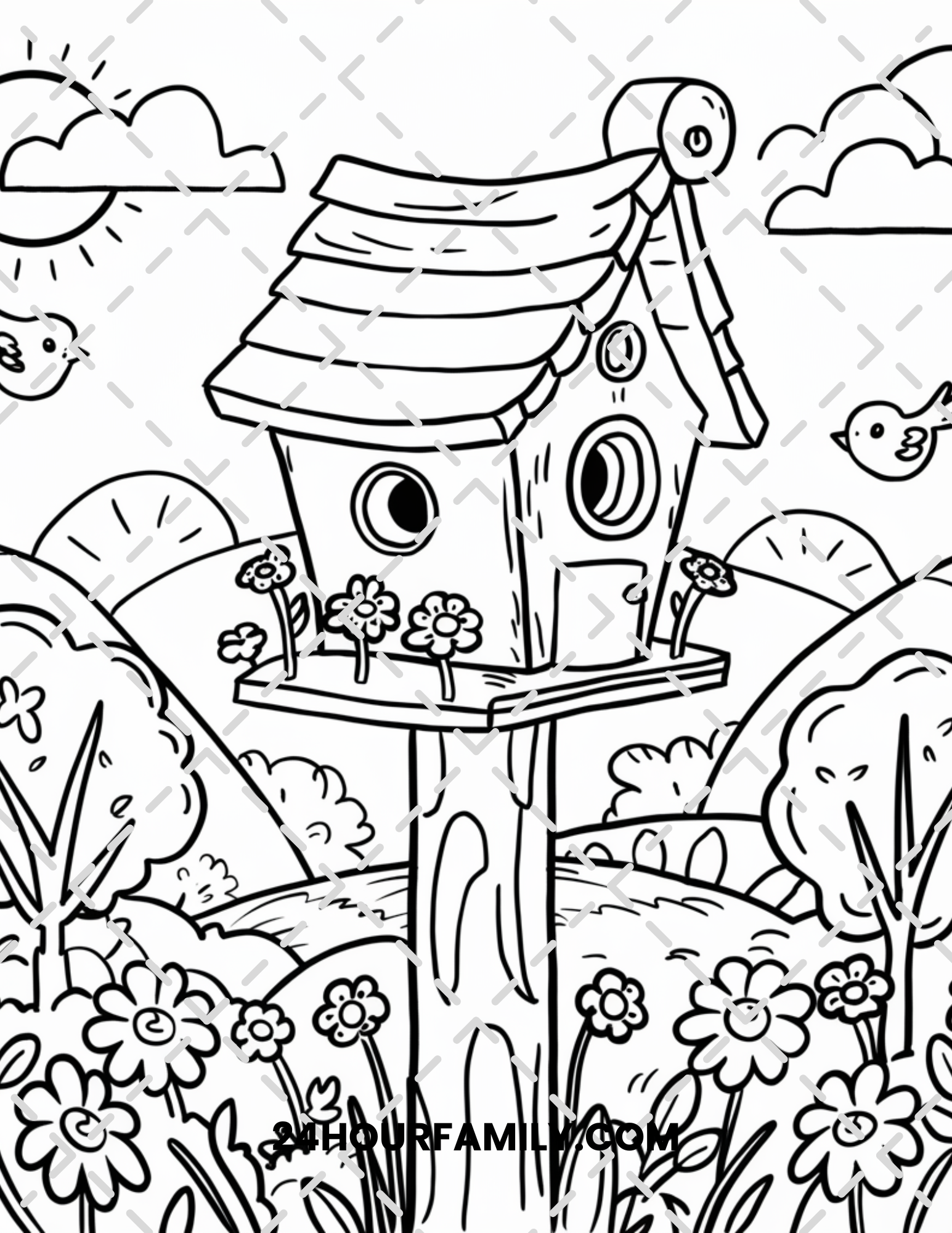 birdhouse coloring pages