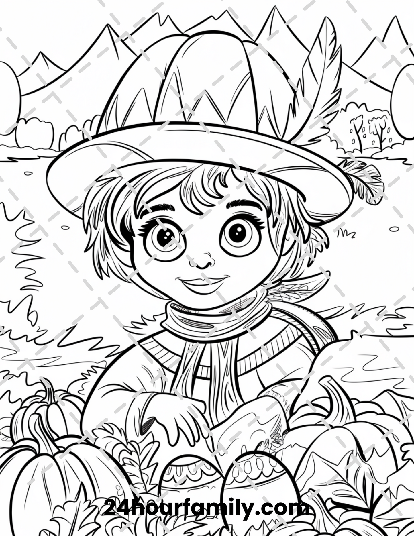 pilgrim harvest coloring pages