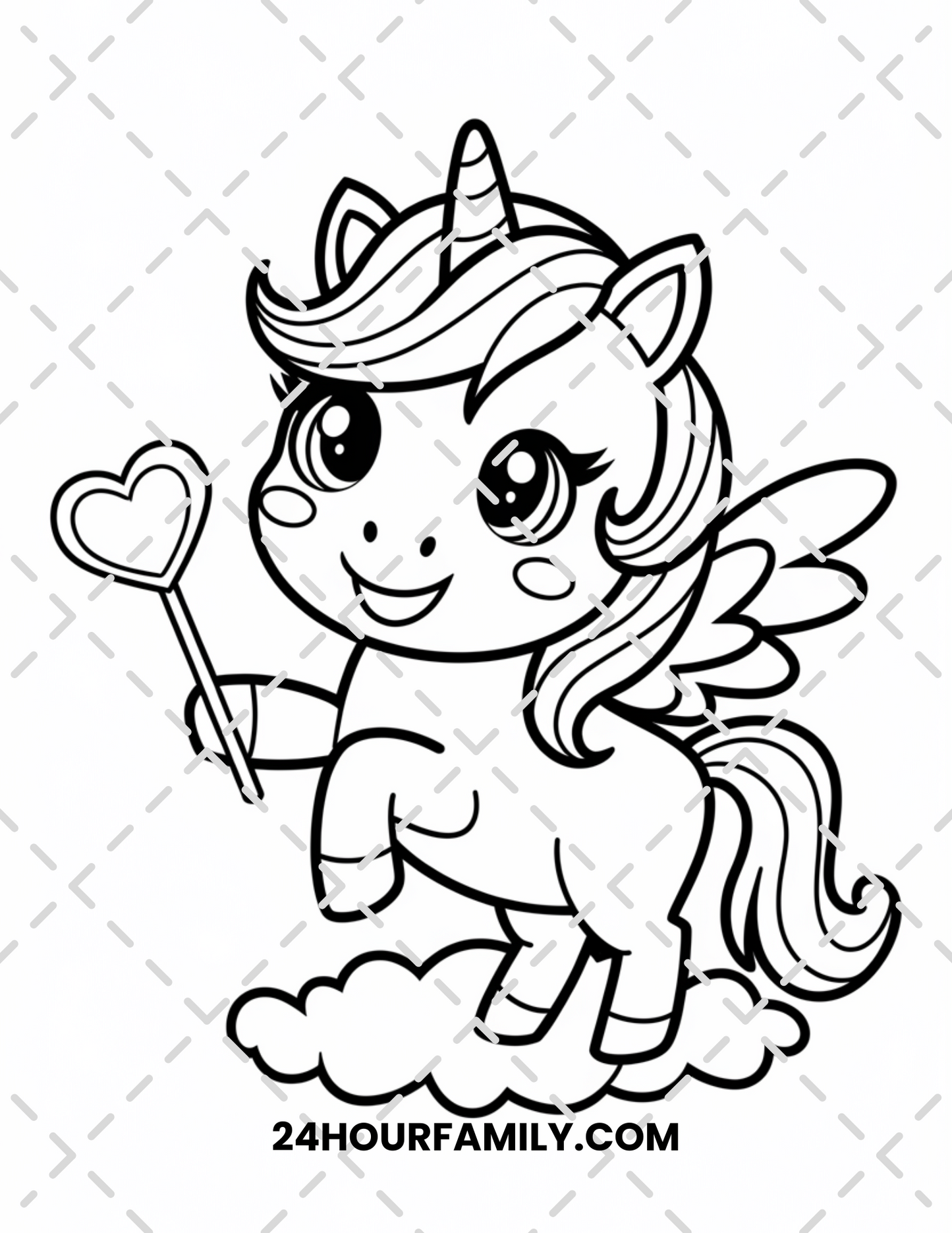 unicorn valentine coloring pages