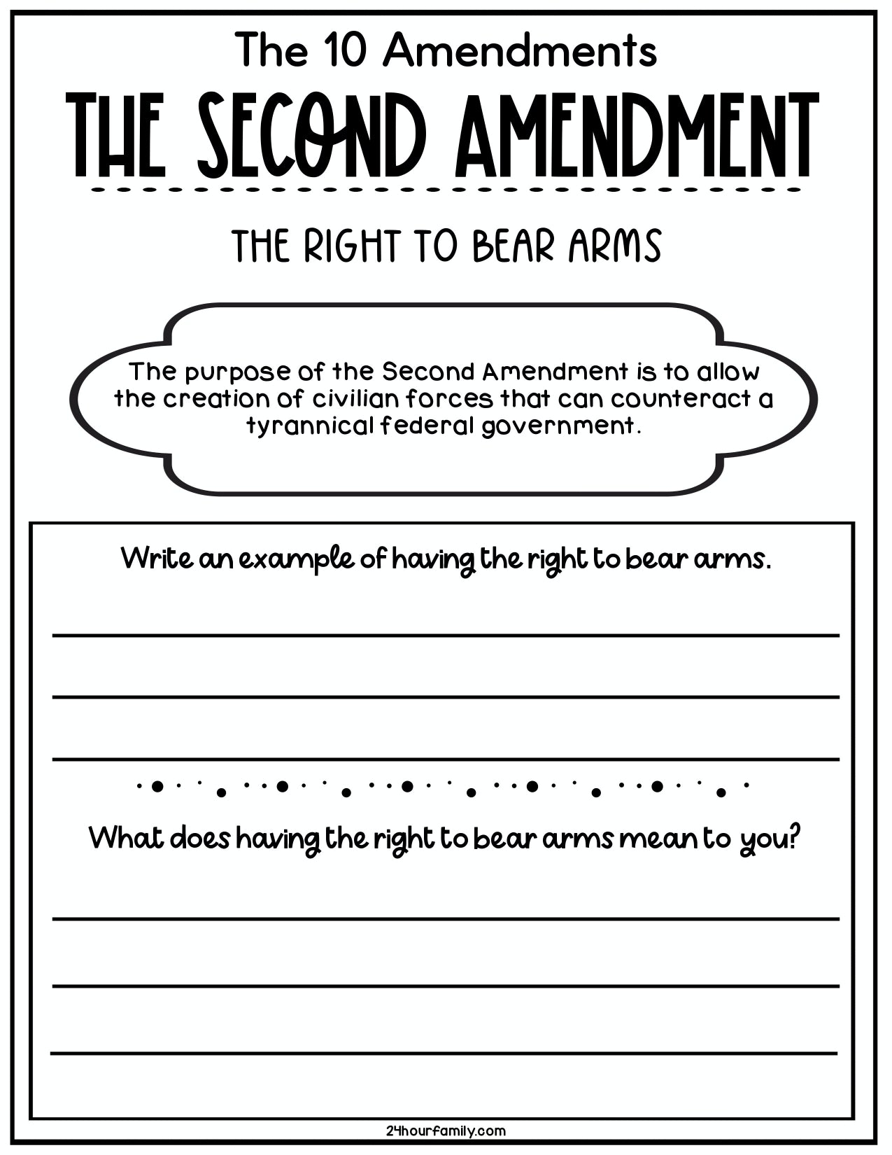 First 10 Amendments Study Guide for Kids (10 Pages)