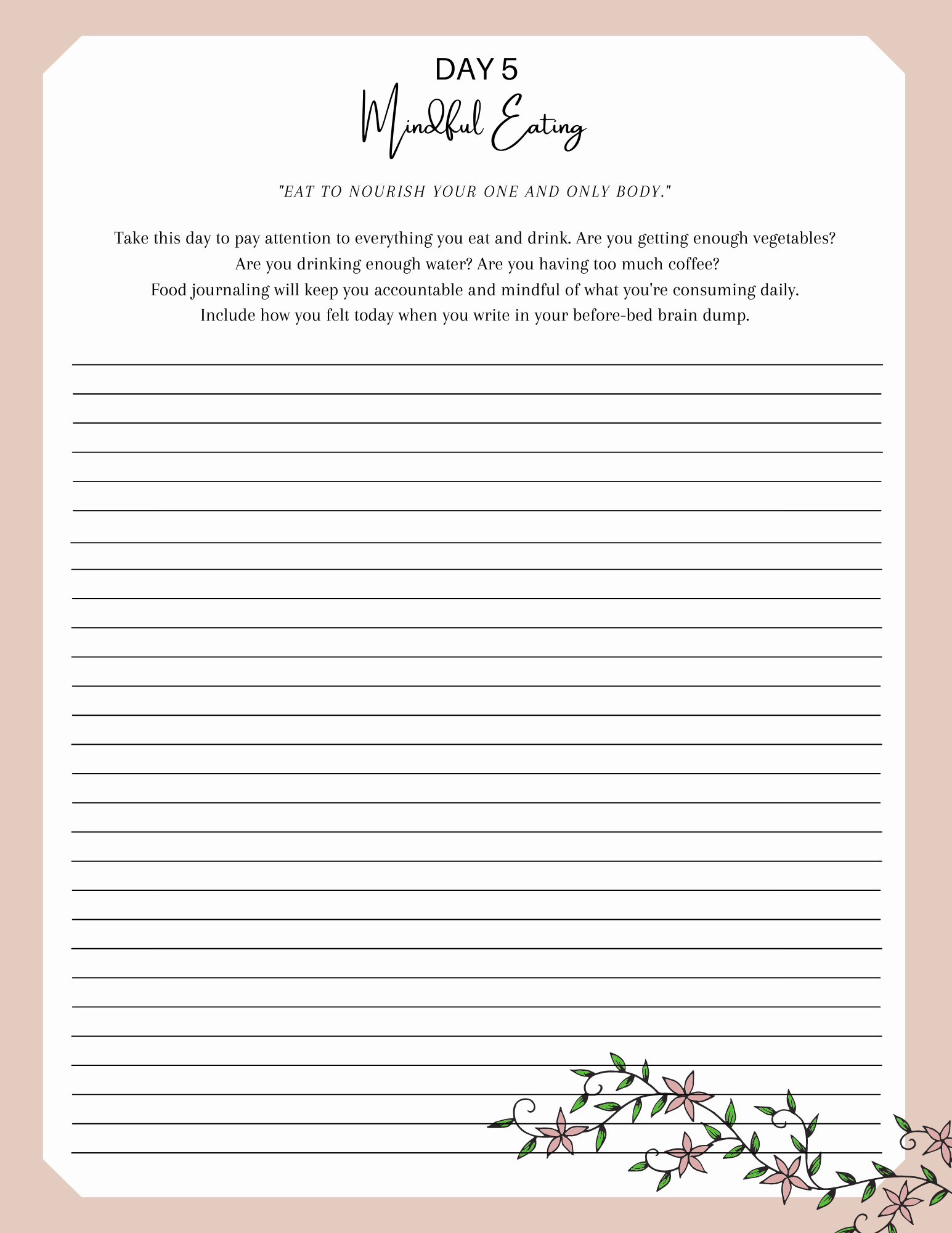 A ‘New You’ Self Improvement Journal (15 Pages) – 24hourprintables.com