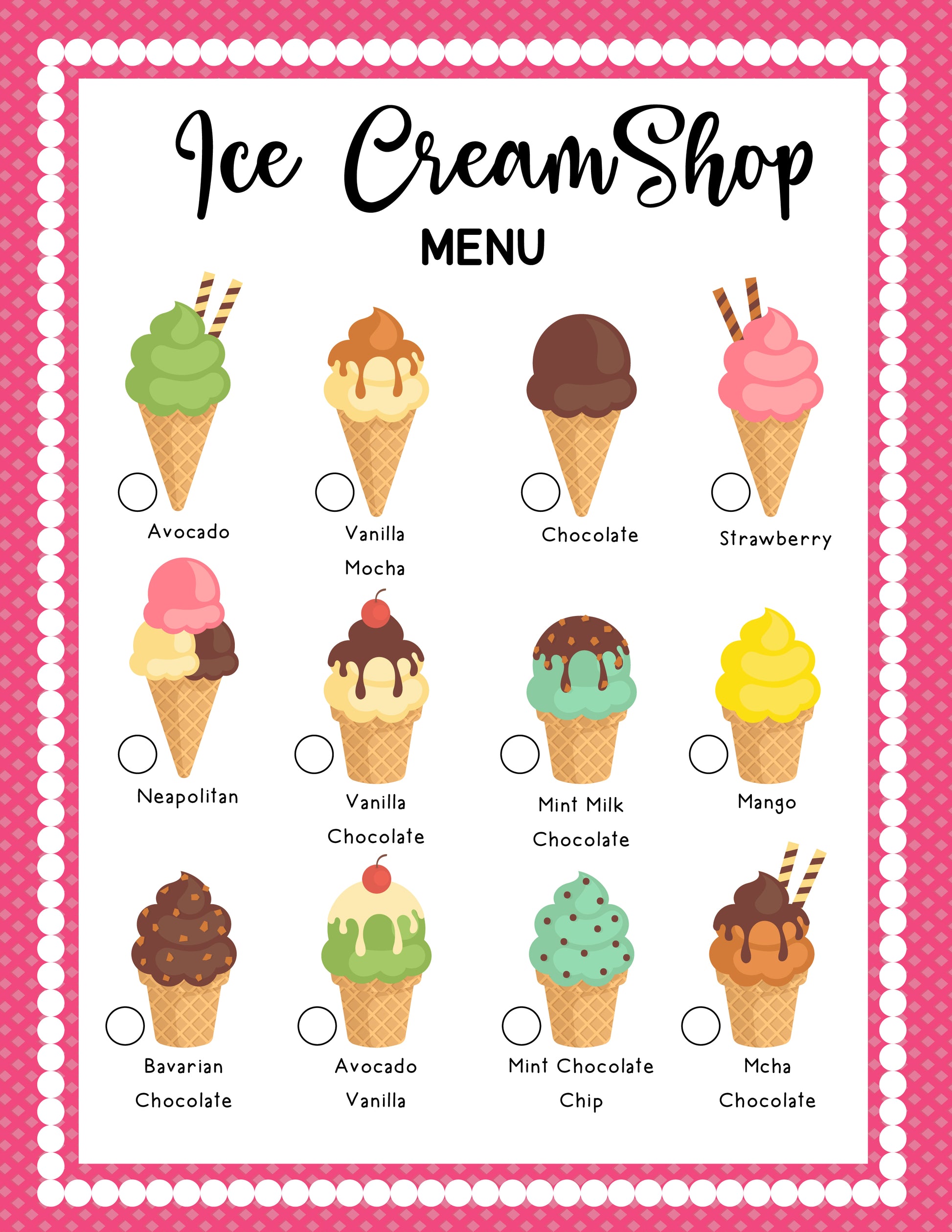 Ice Cream Shop Printables Ice Cream Shop Pretend Play Dramatic Play