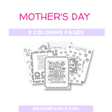 Mother's day coloring pages bundle with handprint art for grandma and mom